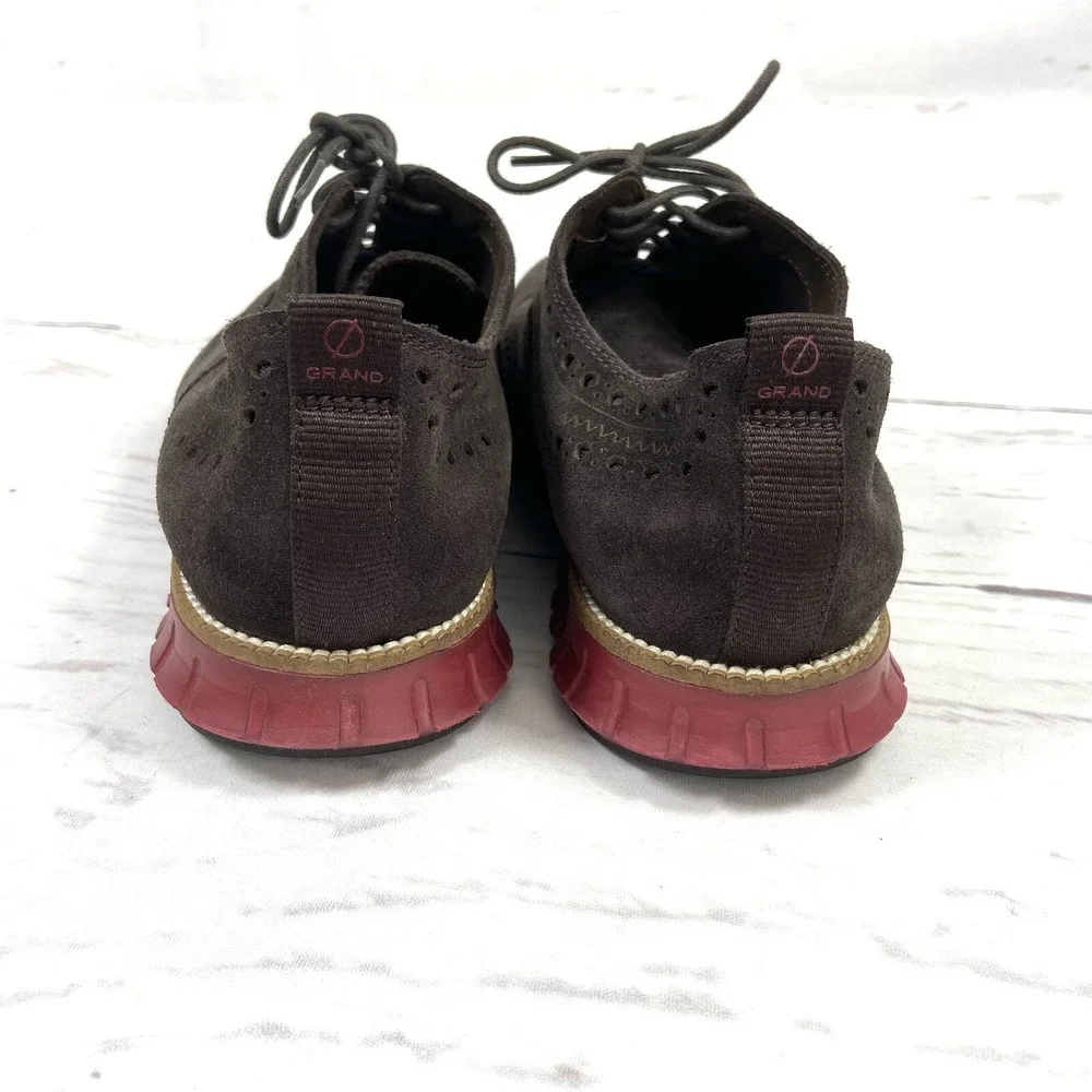 Cole Haan Shoes Men's 10.5 Brown Red Zerogrand  Wingtip Oxfords Suede
